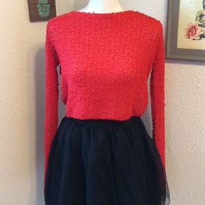 H&M Divided crop lightweight red sweater.